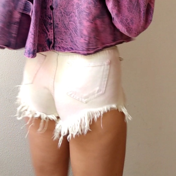 Unif candy pink tye dye distressed festival shorts - Picture 6 of 7